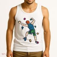 Climber Reaching For Holds Illustrated Rock Climbing Scene Tank Top thumb 3