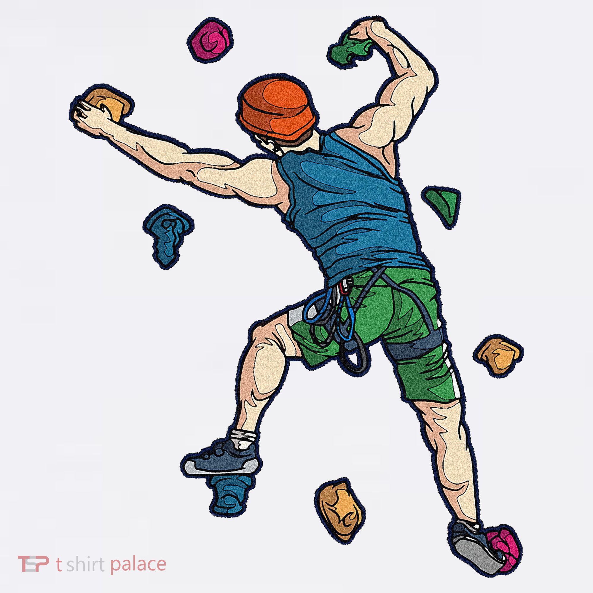 Climber Reaching For Holds Illustrated Rock Climbing Scene Toddler T-Shirt