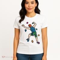Climber Reaching For Holds Illustrated Rock Climbing Scene Women's T-Shirt thumb 4