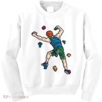 Climber Reaching For Holds Illustrated Rock Climbing Scene Kids Sweatshirt thumb 0