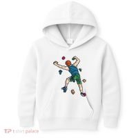 Climber Reaching For Holds Illustrated Rock Climbing Scene Kids Hoodie thumb 0