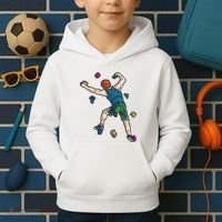 Climber Reaching For Holds Illustrated Rock Climbing Scene Kids Hoodie thumb 2