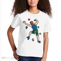 Climber Reaching For Holds Illustrated Rock Climbing Scene Kids T-Shirt thumb 2