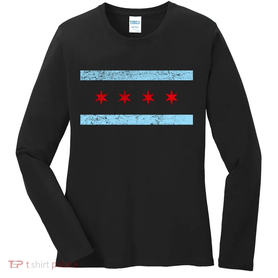 Chicago Retro Flag Vintage Women's Long Sleeve Shirt