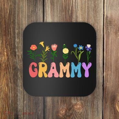 Cute Retro Floral Grammy Coaster