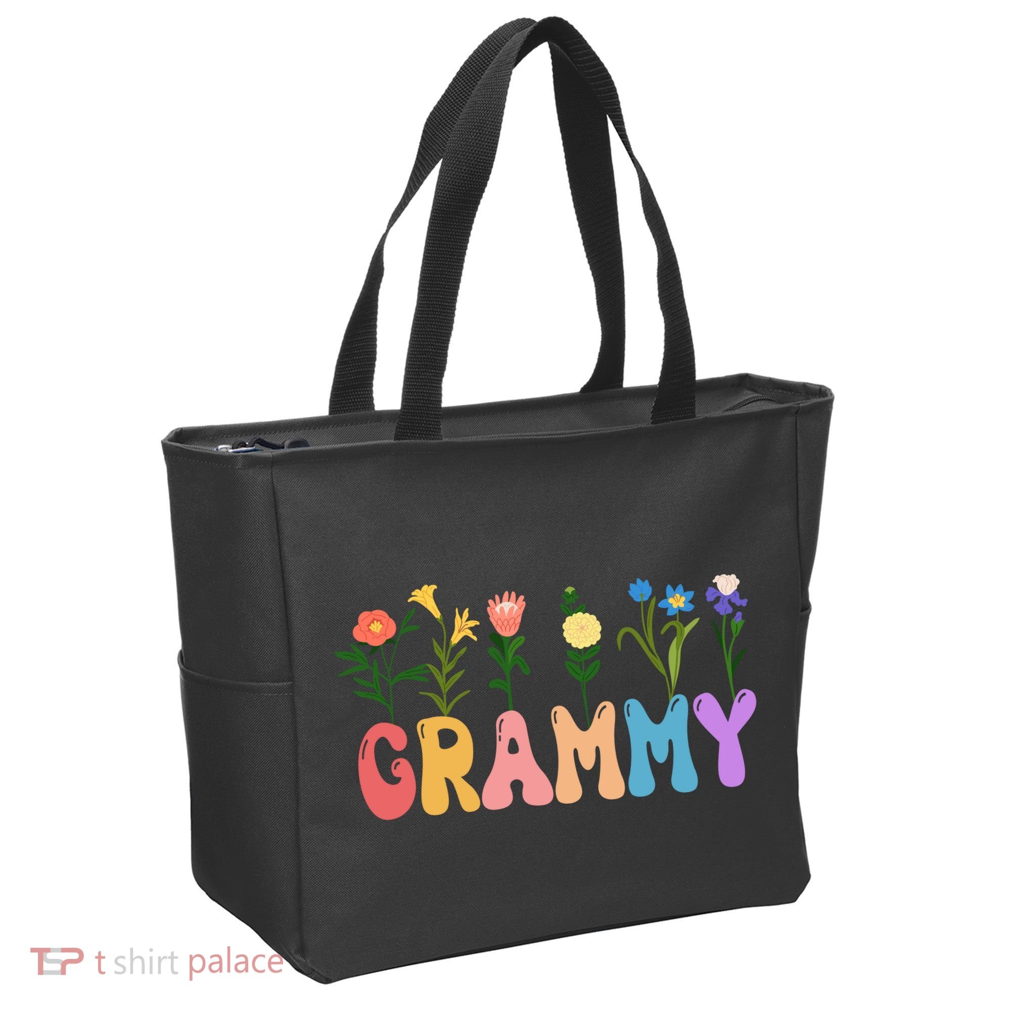 Cute Retro Floral Grammy Tote Bag