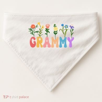 Cute Retro Floral Grammy USA-Made Doggie Bandana