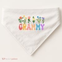 Cute Retro Floral Grammy USA-Made Doggie Bandana thumb 0