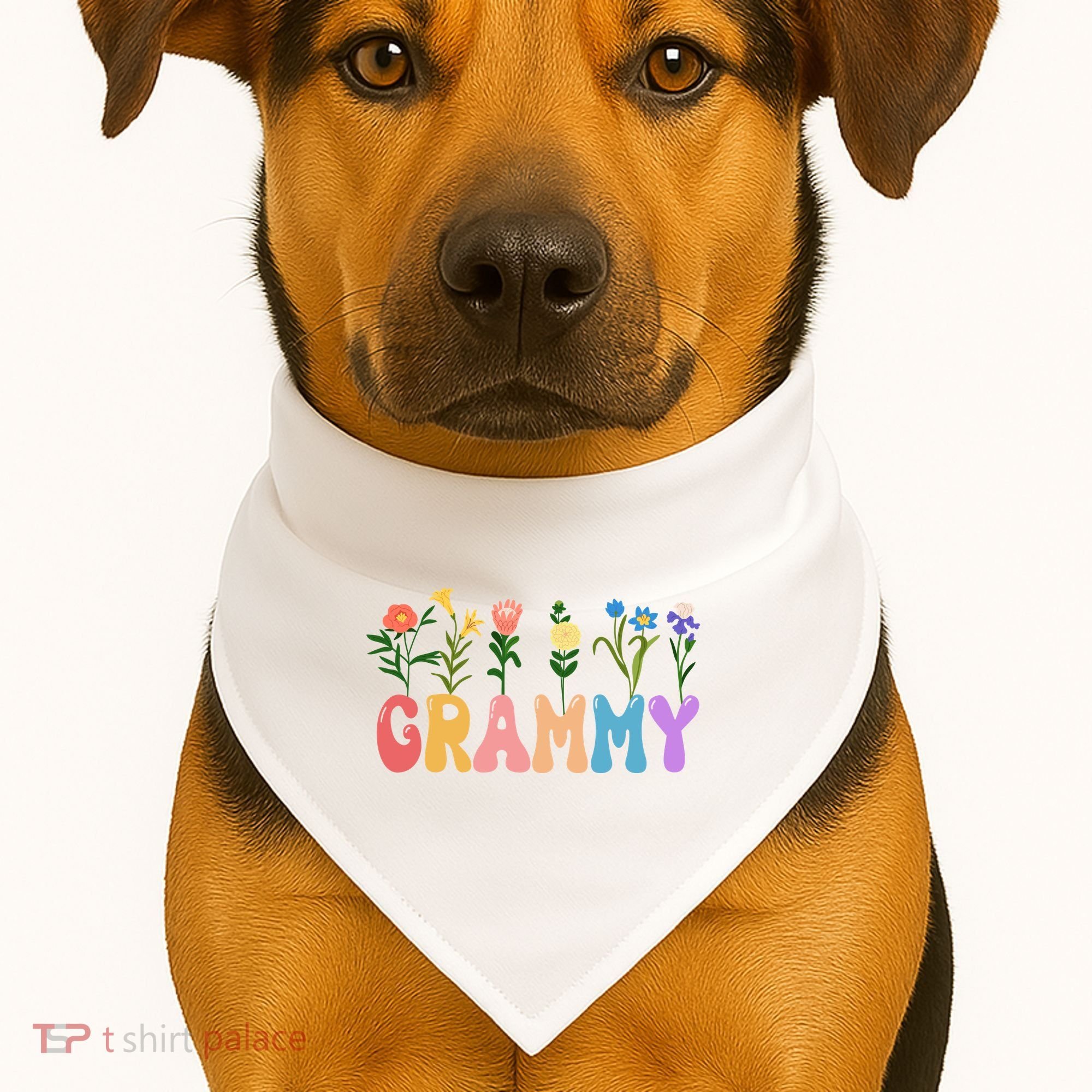 Cute Retro Floral Grammy USA-Made Doggie Bandana