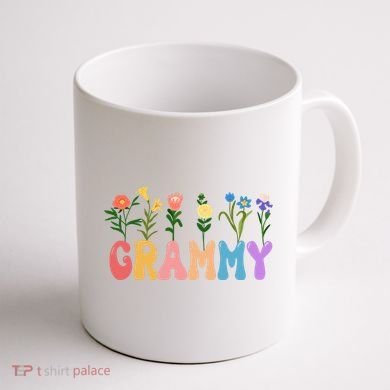 Cute Retro Floral Grammy Coffee Mug back