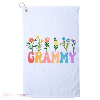 Cute Retro Floral Grammy Golf Towel