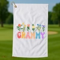 Cute Retro Floral Grammy Golf Towel thumb 1