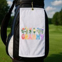 Cute Retro Floral Grammy Golf Towel thumb 2