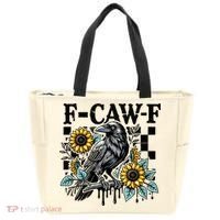Crow Raven F-CAW-F Funny Halloween Tote Bag thumb 0
