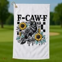 Crow Raven F-CAW-F Funny Halloween Golf Towel thumb 1