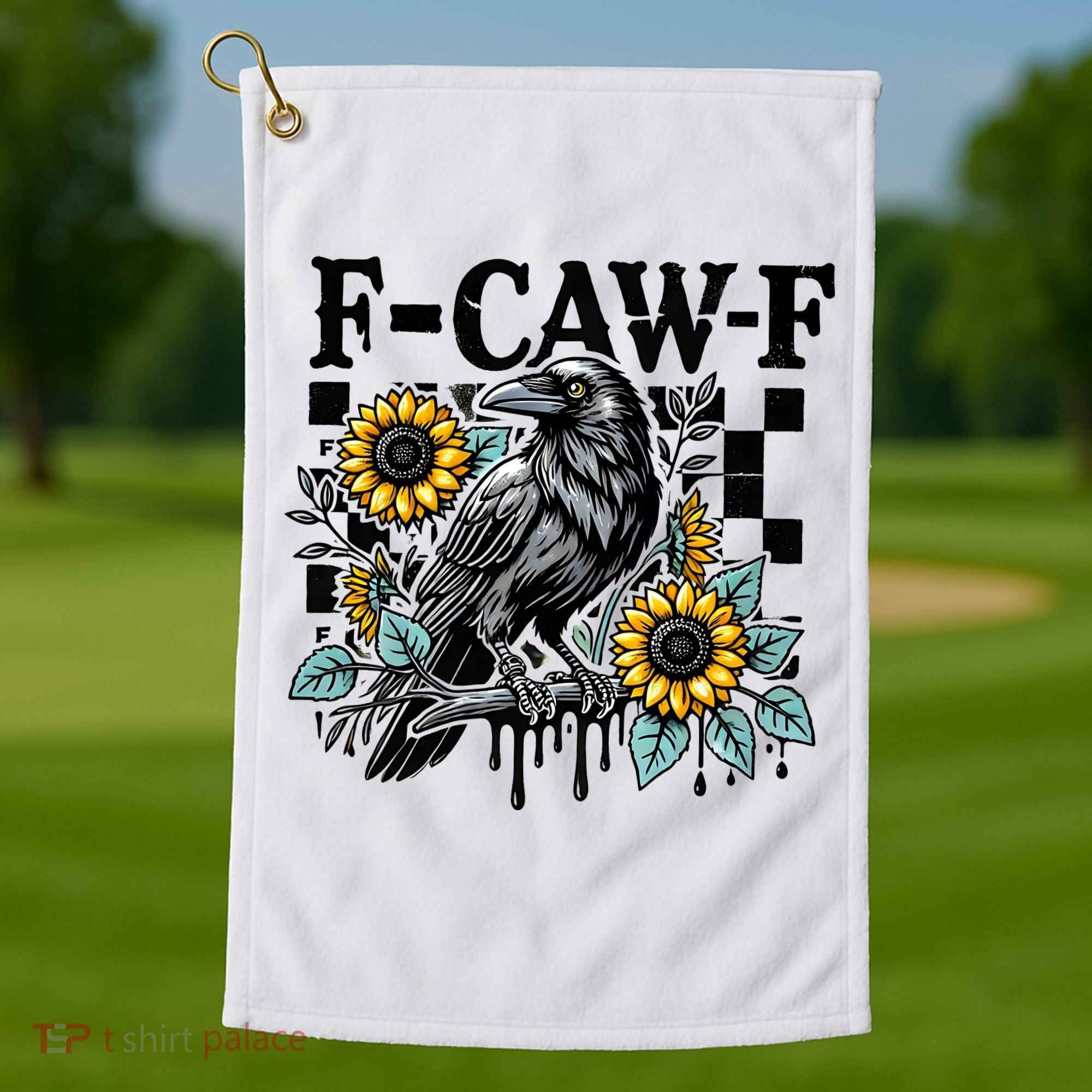 Crow Raven F-CAW-F Funny Halloween Golf Towel