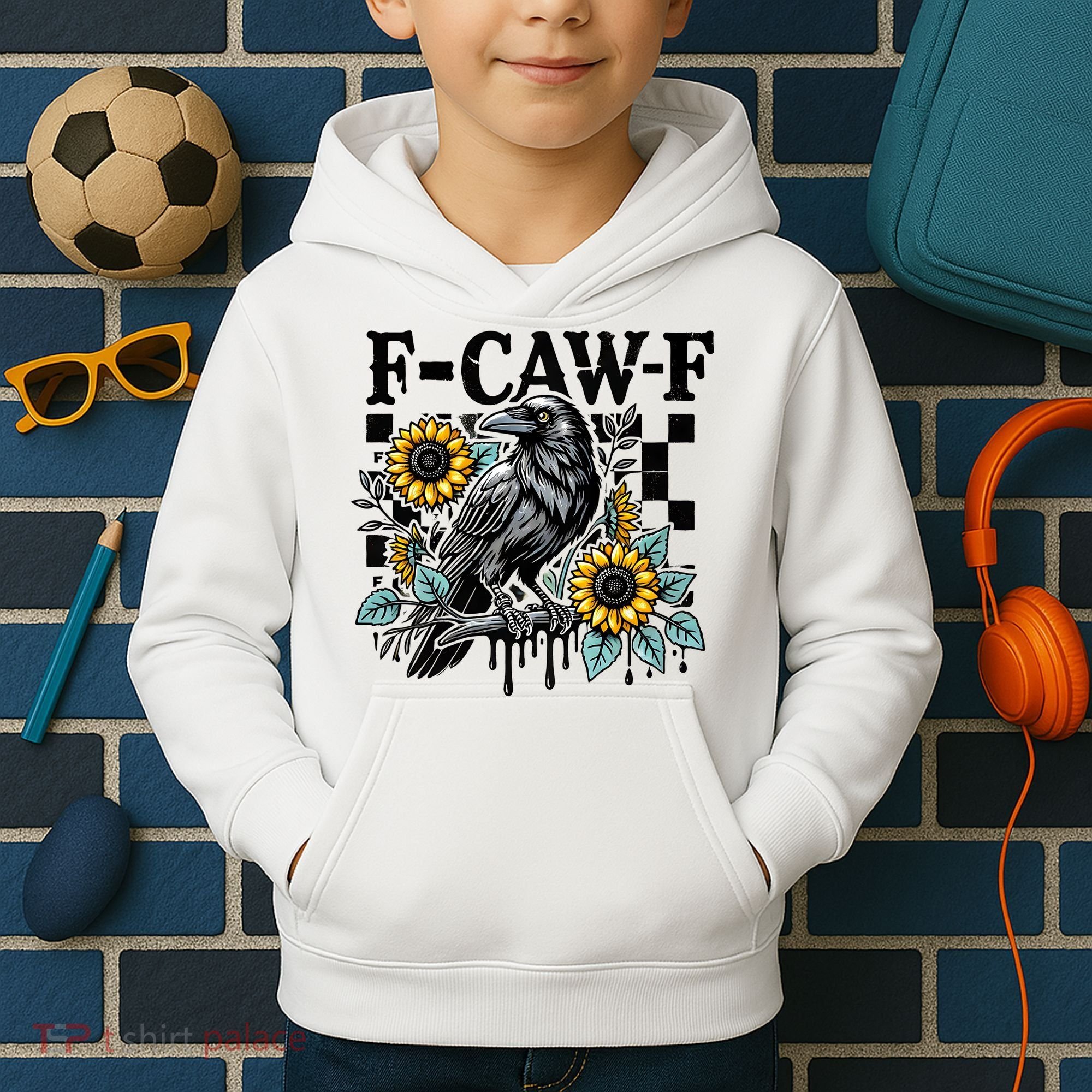 Crow Raven F-CAW-F Funny Halloween Kids Hoodie