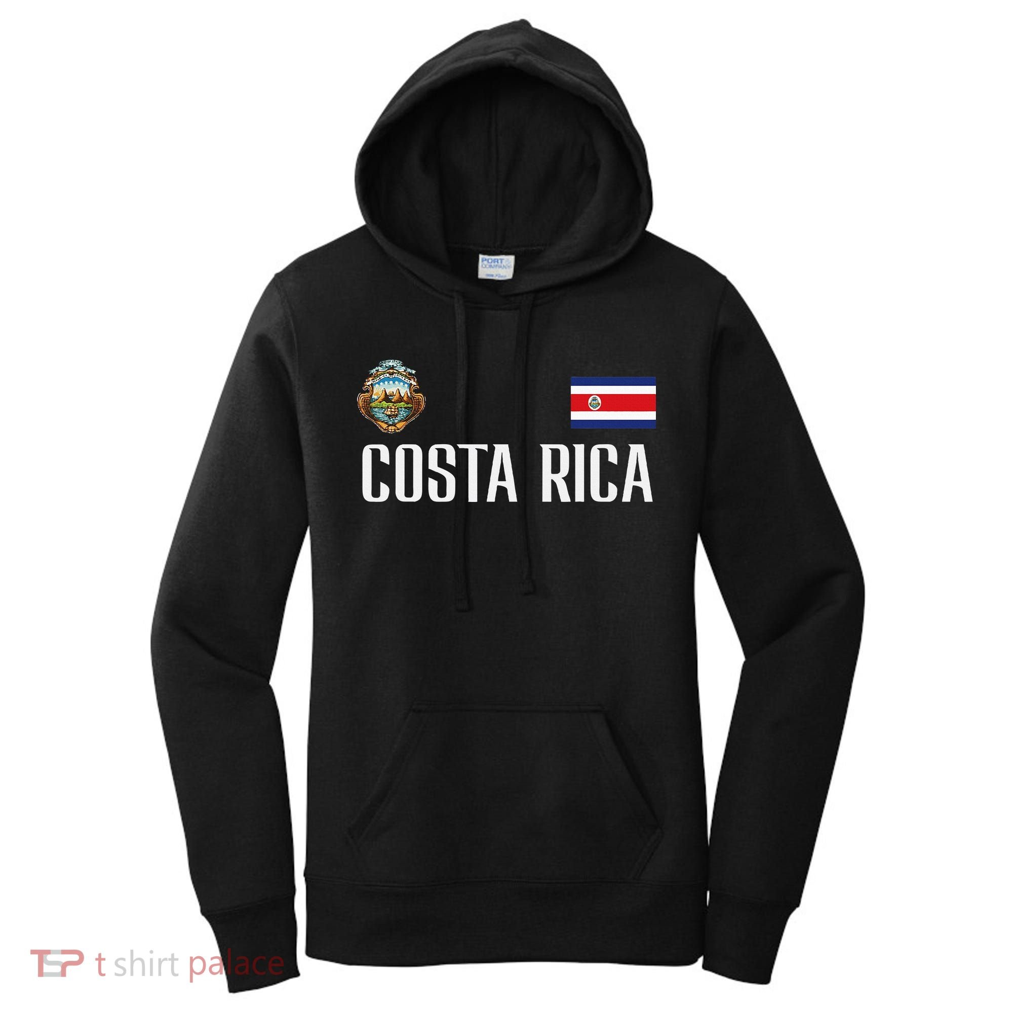 Costa Rica Flag Football Soccer Fan Women's Hoodie
