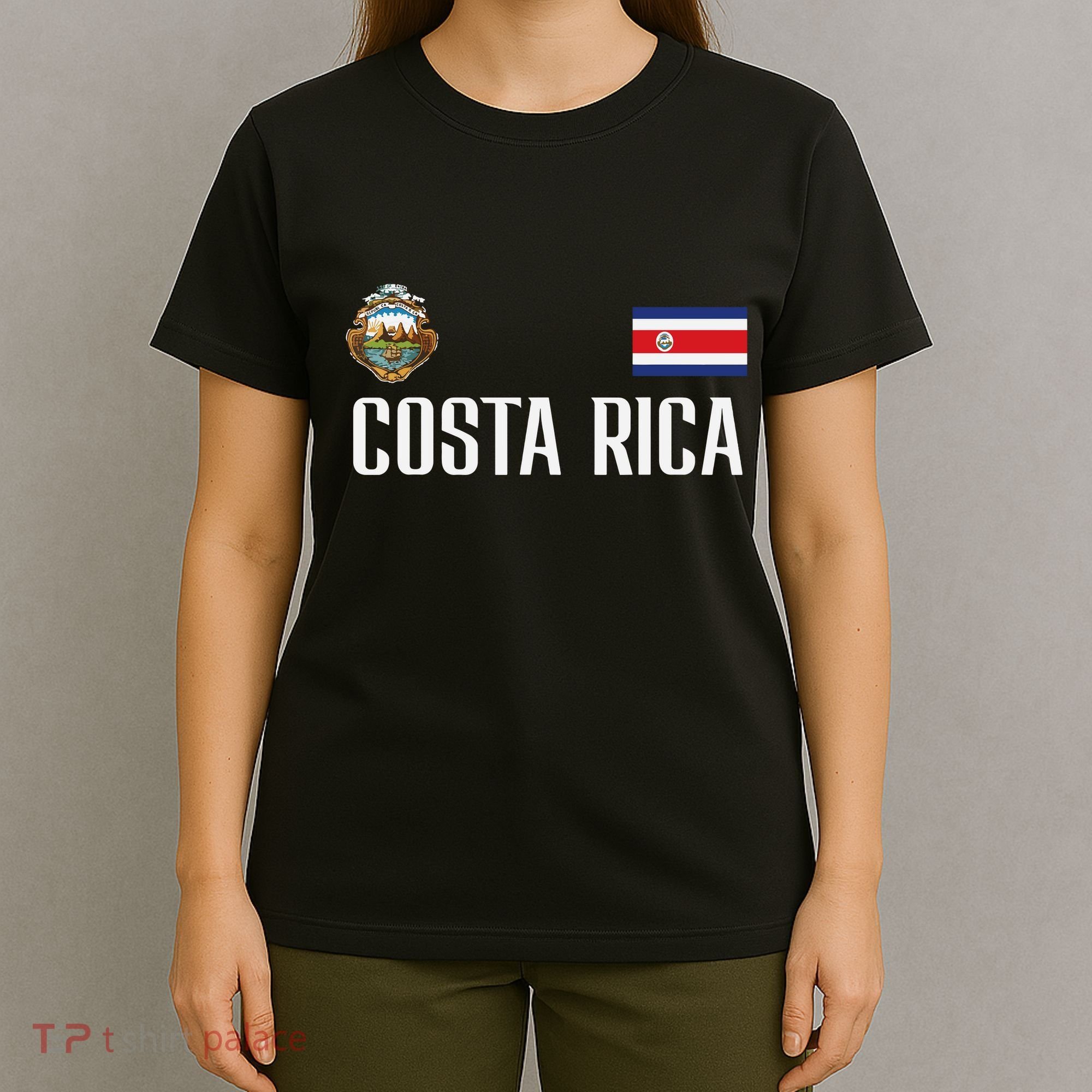 Costa Rica Flag Football Soccer Fan Women T-Shirt
