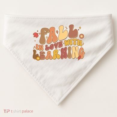 Cute Retro Fall In Love With Learning USA-Made Doggie Bandana