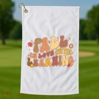 Cute Retro Fall In Love With Learning Golf Towel thumb 1