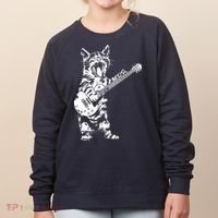 Cat Rocker Funny Kitty Plays Guitar Rockstar Cats Guitarist Women's Sweatshirt thumb 0