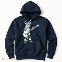 Cat Rocker Funny Kitty Plays Guitar Rockstar Cats Guitarist Hoodie thumb 0