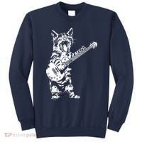 Cat Rocker Funny Kitty Plays Guitar Rockstar Cats Guitarist Sweatshirt thumb 0
