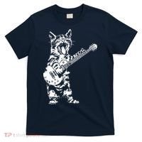 Cat Rocker Funny Kitty Plays Guitar Rockstar Cats Guitarist T-Shirt thumb 0