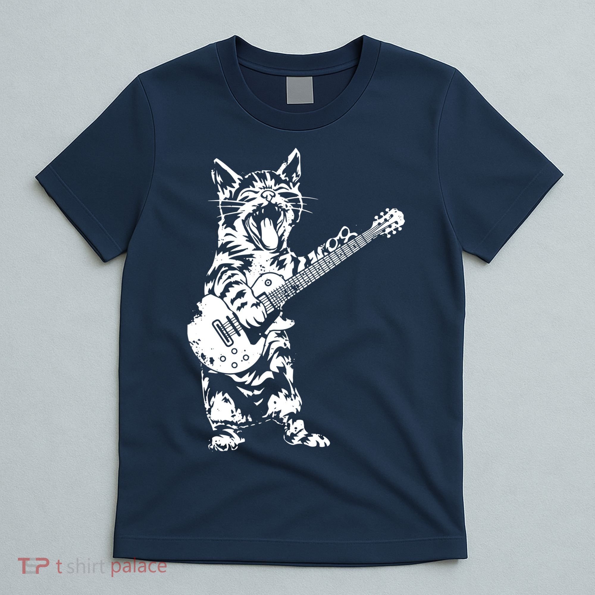 Cat Rocker Funny Kitty Plays Guitar Rockstar Cats Guitarist T-Shirt