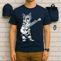 Cat Rocker Funny Kitty Plays Guitar Rockstar Cats Guitarist T-Shirt thumb 6