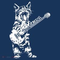 Cat Rocker Funny Kitty Plays Guitar Rockstar Cats Guitarist Polo thumb 2