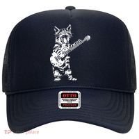 Cat Rocker Funny Kitty Plays Guitar Rockstar Cats Guitarist Hat thumb 0