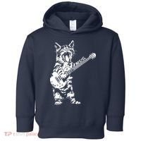 Cat Rocker Funny Kitty Plays Guitar Rockstar Cats Guitarist Toddler Hoodie thumb 0