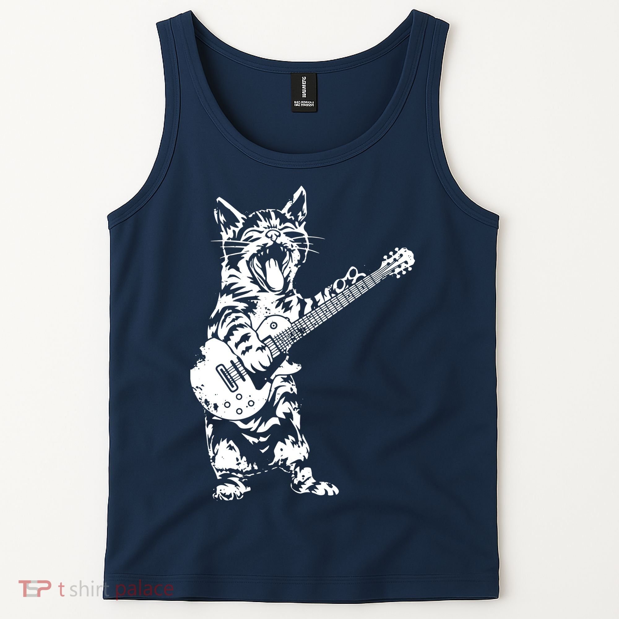 Cat Rocker Funny Kitty Plays Guitar Rockstar Cats Guitarist Tank Top