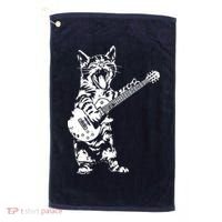 Cat Rocker Funny Kitty Plays Guitar Rockstar Cats Guitarist Golf Towel thumb 0