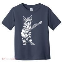 Cat Rocker Funny Kitty Plays Guitar Rockstar Cats Guitarist Toddler T-Shirt thumb 0