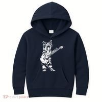 Cat Rocker Funny Kitty Plays Guitar Rockstar Cats Guitarist Kids Hoodie thumb 0