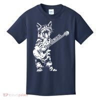 Cat Rocker Funny Kitty Plays Guitar Rockstar Cats Guitarist Kids T-Shirt thumb 0