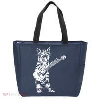 Cat Rocker Funny Kitty Plays Guitar Rockstar Cats Guitarist Tote Bag thumb 0
