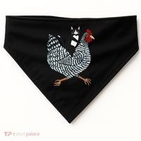Cat Riding Funny Chicken Tuxedo Cat On A Chicken Lover USA-Made Doggie Bandana thumb 0