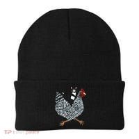 Cat Riding Funny Chicken Tuxedo Cat On A Chicken Lover Beanie thumb 0