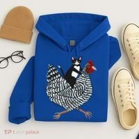 Cat Riding Funny Chicken Tuxedo Cat On A Chicken Lover Hoodie thumb 4