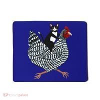 Cat Riding Funny Chicken Tuxedo Cat On A Chicken Lover Mousepad thumb 0