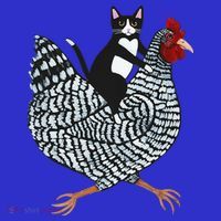 Cat Riding Funny Chicken Tuxedo Cat On A Chicken Lover Women's Tank Top thumb 5