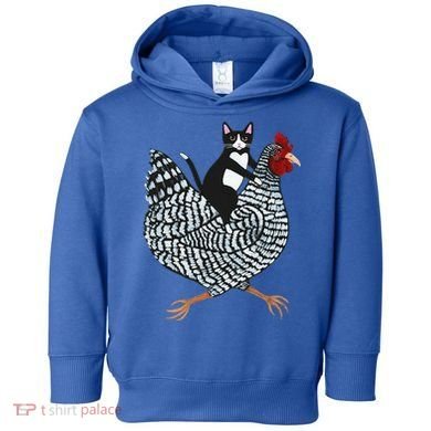 Cat Riding Funny Chicken Tuxedo Cat On A Chicken Lover Toddler Hoodie