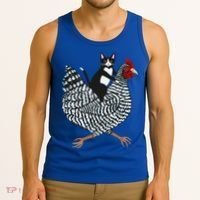 Cat Riding Funny Chicken Tuxedo Cat On A Chicken Lover Tank Top thumb 3