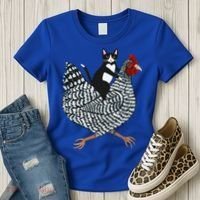 Cat Riding Funny Chicken Tuxedo Cat On A Chicken Lover Women's T-Shirt thumb 3