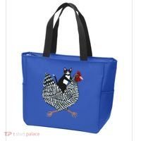 Cat Riding Funny Chicken Tuxedo Cat On A Chicken Lover Tote Bag thumb 3