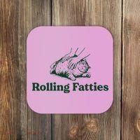 Cat Rolling Fatties Funny Coaster thumb 0